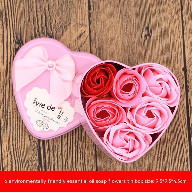 image-Soap Flower Gift Box Valentine's Day Gift Mother's Day Creative Gifts Bear Flower Rose Heart Shaped Tin Box