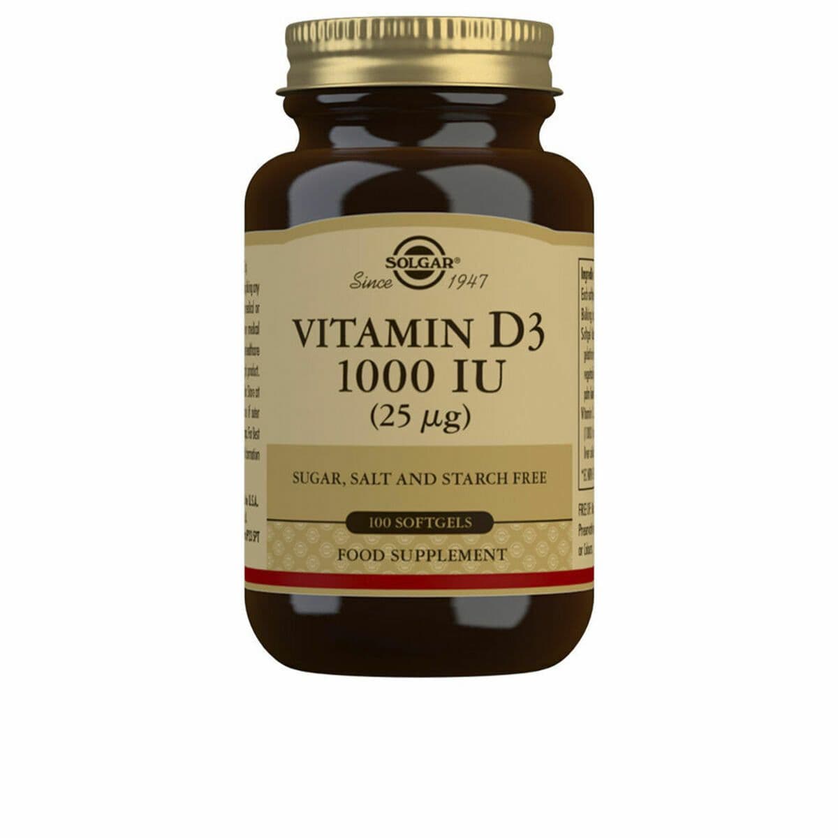 image-Vitamin D3 (fish liver oil and Cholecalciferol Solgar 1000 iu (100 Capsules)
