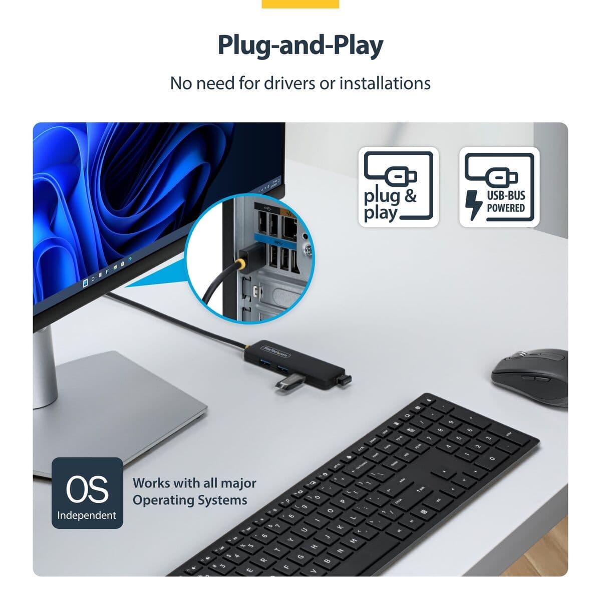 image-USB Hub Startech H5A4A-USB-HUB-2 Black