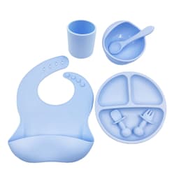 image-Baby Cutlery Set Silicone Bib Silicone Cup Spoon