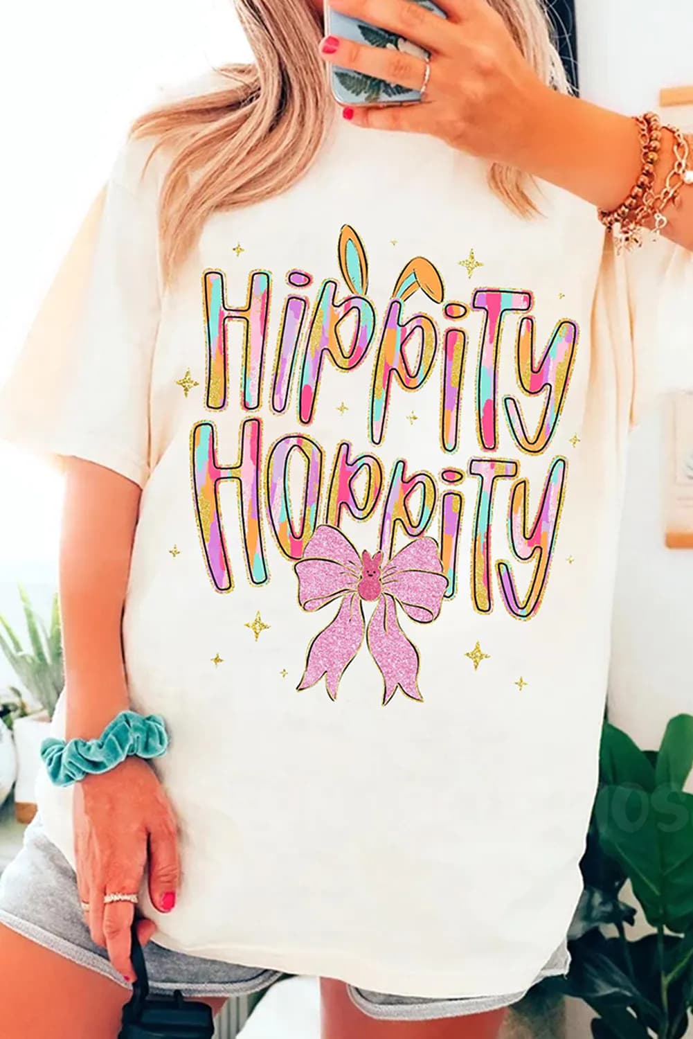 image-White Hippity Hoppity Graphic Loose Tee
