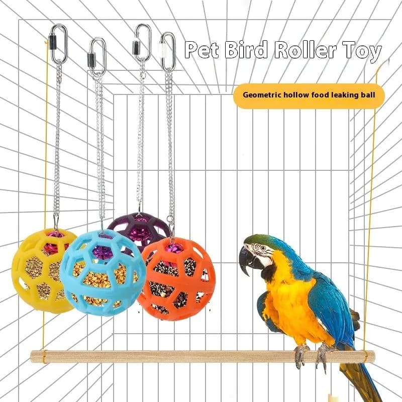 image-Plastic Gnawing Molar Chewing Relieving Stuffy Parrot Hanging Bell Ball