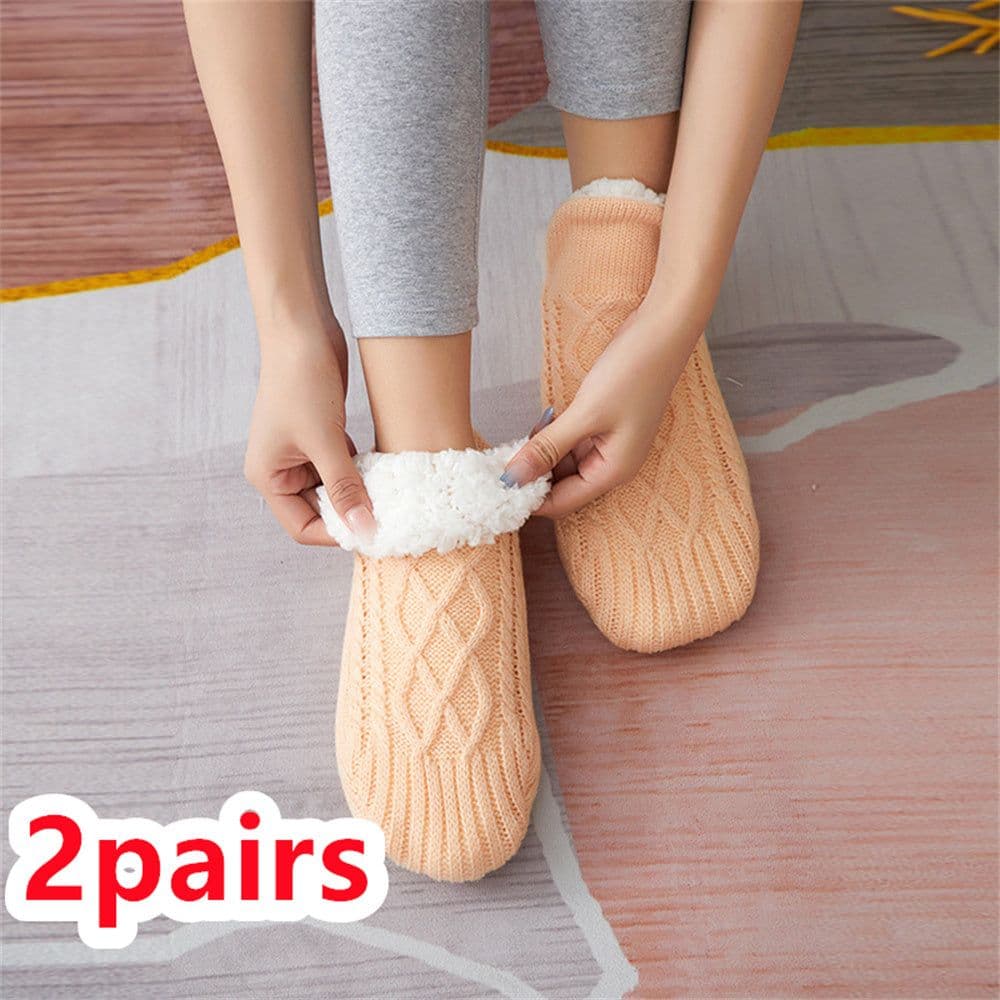 image-Winter Woolen Socks Women Thicken Warm Home Bedroom Socks Slippers Men Non-slip Foot Warmer Snow Socks Calcetines Mujer
