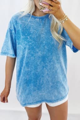 image-Blue Mineral Washed Oversized Tee