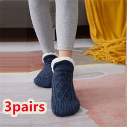 image-Winter Woolen Socks Women Thicken Warm Home Bedroom Socks Slippers Men Non-slip Foot Warmer Snow Socks Calcetines Mujer
