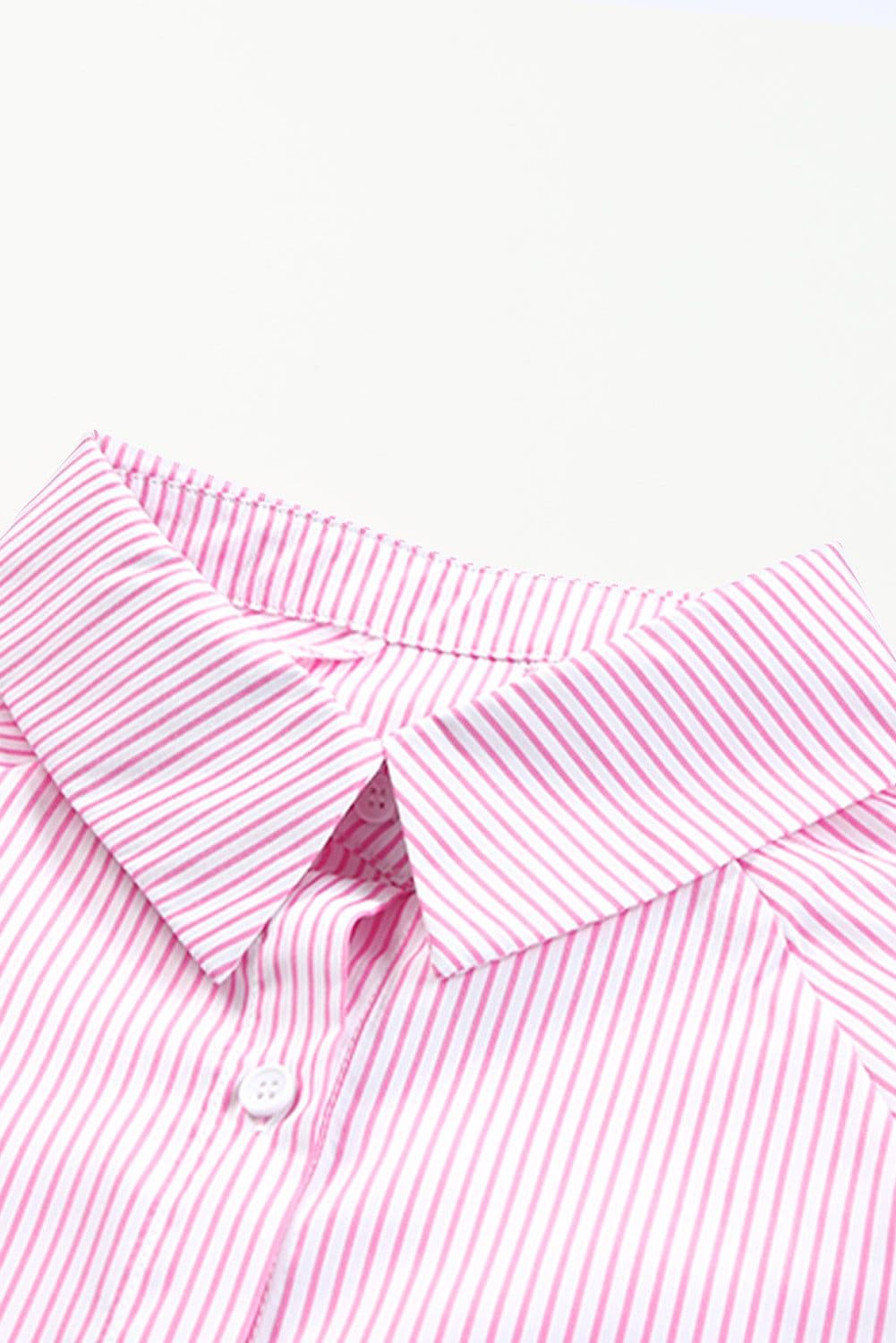 image-Sky Blue Striped Boyfriend Shirt with Pocket - Smocked Cuffs
