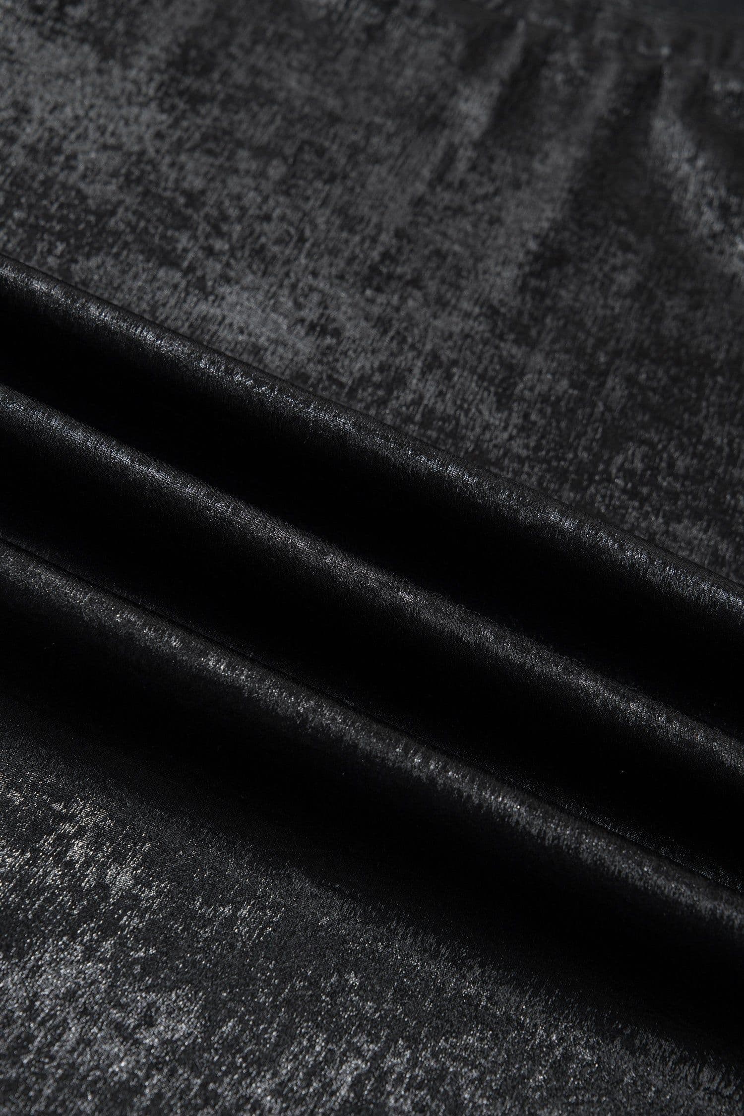 image-Black Metallic Round Neck Cap Sleeve Tee