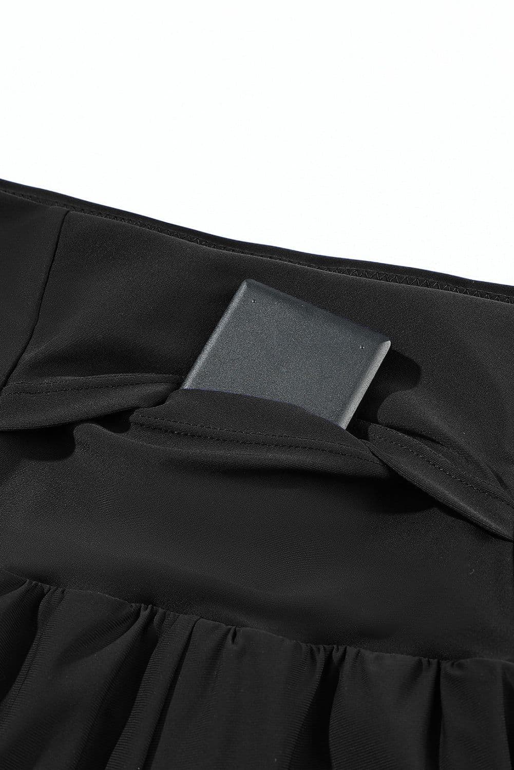 image-Black Pocketed Wide Waistband Swim Shorts