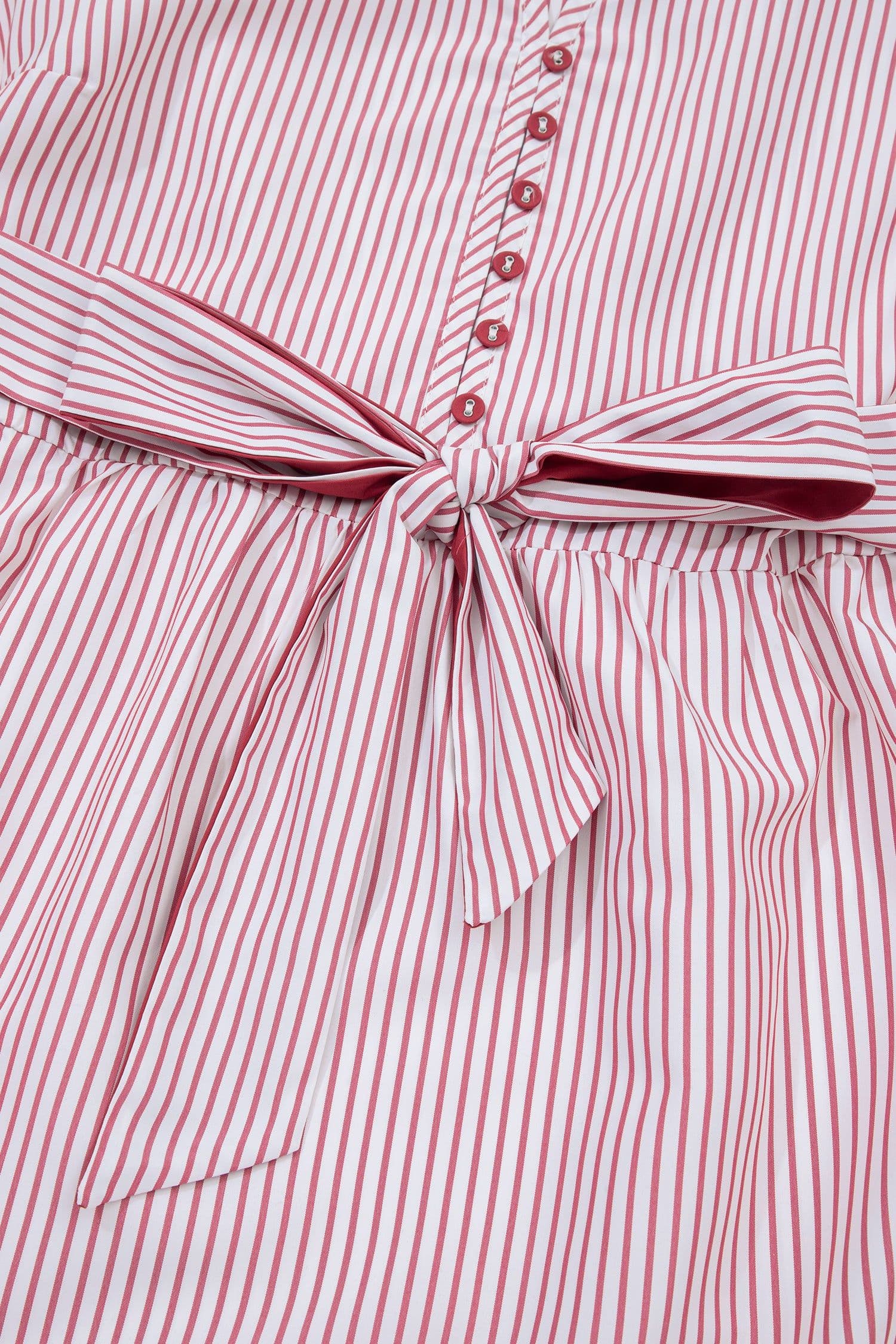 image-Red Stripe Plus Size Ruffled Hem Midi Dress
