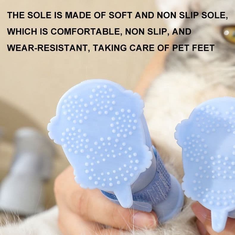 image-Dog Rain Boots 4Pcs Pet Dog Puppy Warm Waterproof Silicone Non-Slip Rain Boots Footwear Shoes Dog Cat Pet Toy Dog Rain Boots Dog Rain Shoes, Cat Rain Boots, Waterproof Foot Cover, Soft Bottom Shoes