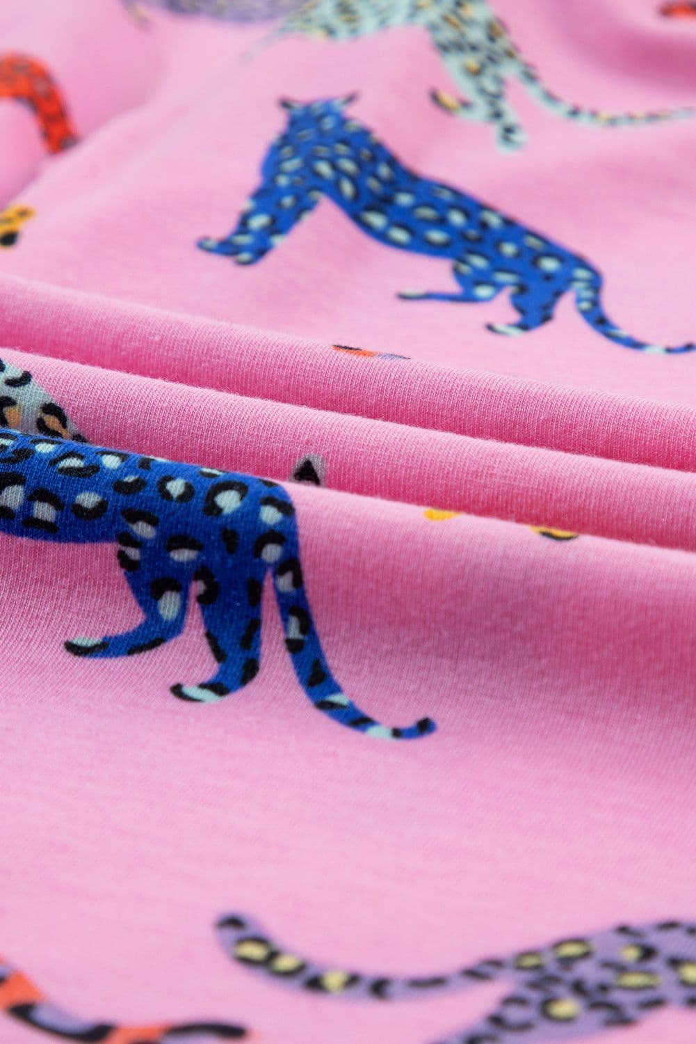 image-Pink Cheetah Print Pajama Set - Button-Up Shirt & Pants