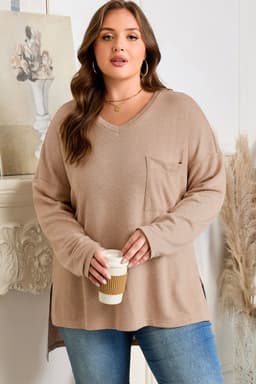 image-Parchment Plus Size Drop Shoulder Knit Tunic Top