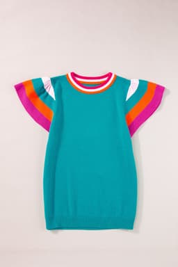 image-Turquoise Flutter Sleeve Knit Sweater