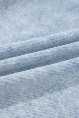 image-Beau Blue Ruffle Pleated Detail Vintage Washed Denim Top