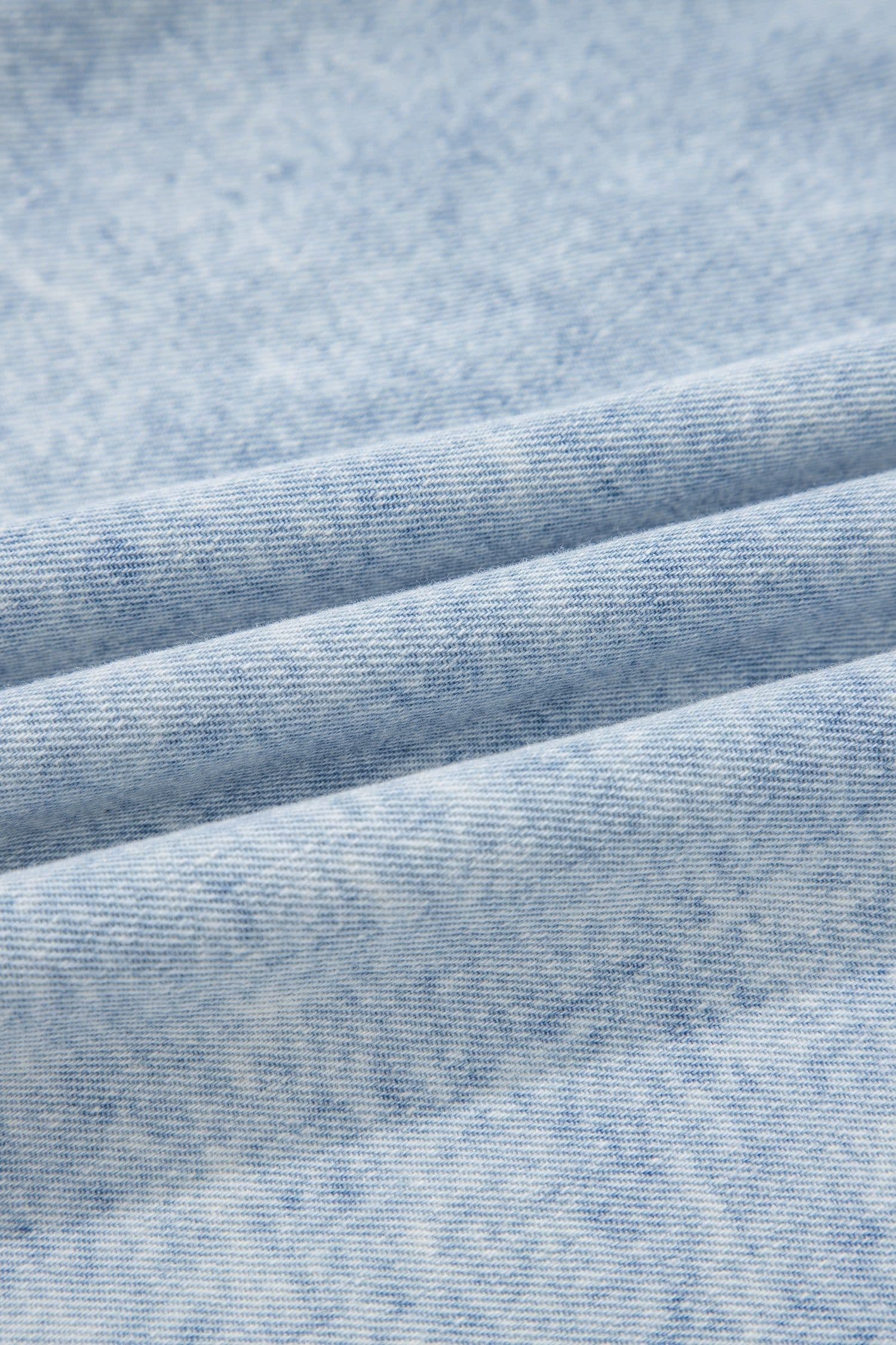 image-Beau Blue Ruffle Pleated Detail Vintage Washed Denim Top