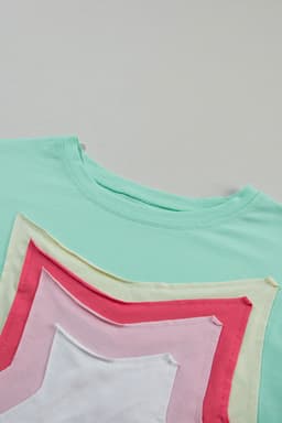 image-Moonlight Jade Colorblock Star Patched Half Sleeve Tee