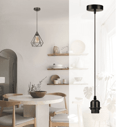 image-10 Pack Industrial Black Pendant Light, Lampshade Addable E27 Lamp Holder Light,