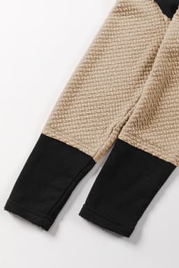 image-Chestnut Contrast Sleeves Patchwork Colorblock Hoodie