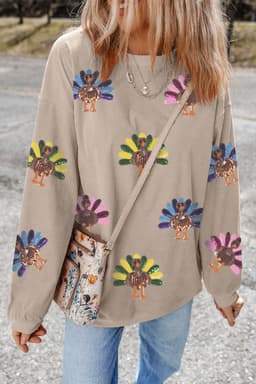 image-Apricot Turkey Graphic Baggy Sweatshirt