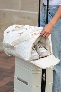 image-White Rhombus Textured Waterproof Travel Duffel Bag