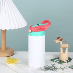 image-Vacuum Cup Sublimation Children Portable Cup With Suction Tubes Large Capacity Student Water Cup