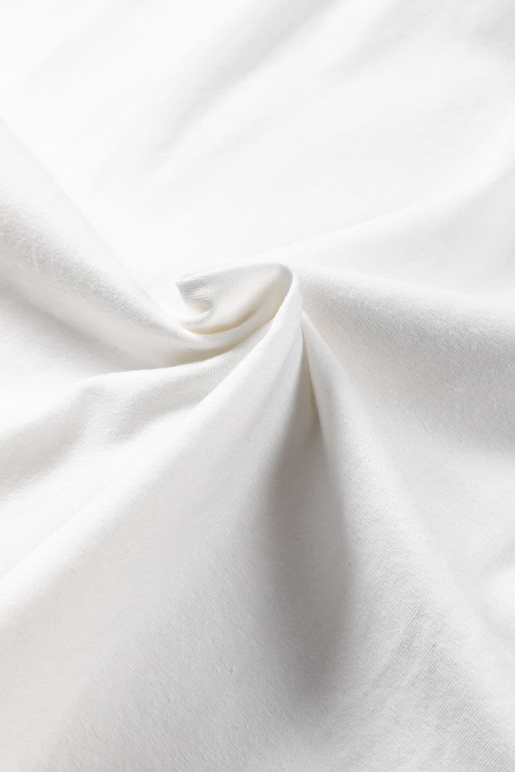 image-White Pointelle Lace Half Sleeve Crew Neck Tee