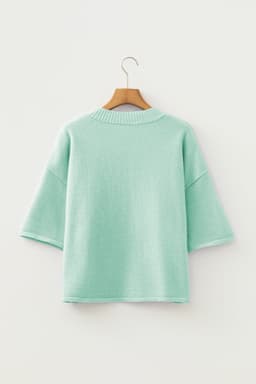image-Moonlight Jade 3/4 Sleeve Boxy Knit Cardigan