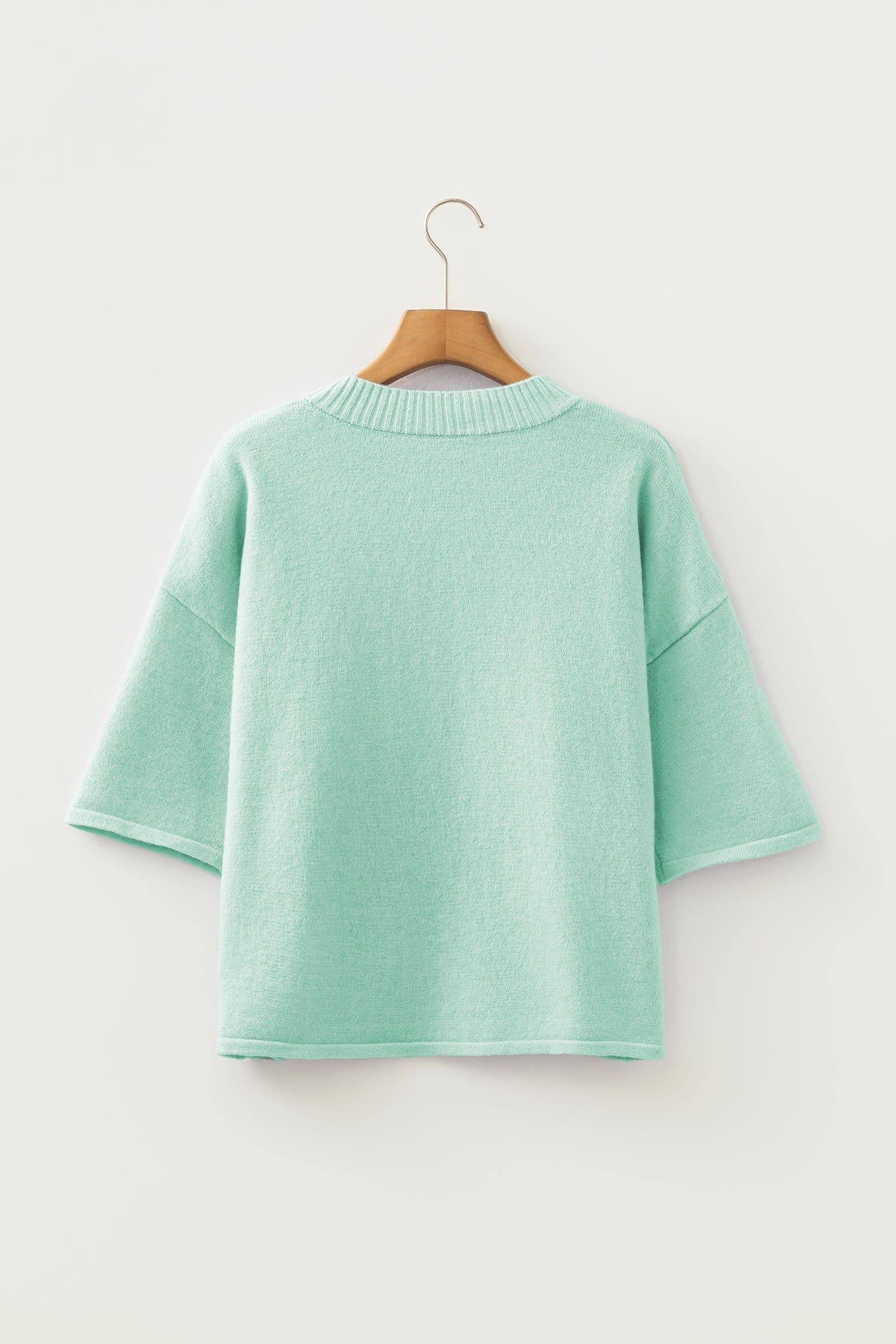 image-Moonlight Jade 3/4 Sleeve Boxy Knit Cardigan