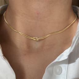 image-Titanium Steel Snake Chain Necklace - Gold 45cm