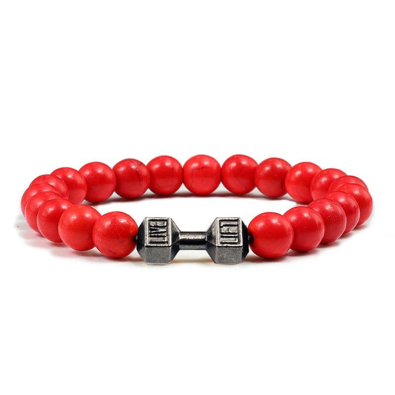 image-Turquoise Energy Gun Black Electroplated Alloy Barbell Bracelet
