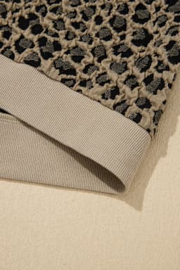 image-Beige Leopard Ribbed Plus Top