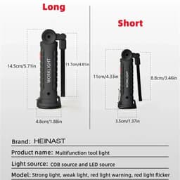 image-1pc COB LED Work Light Dimmable USB Rechargeable LED Flashlight Inspection Lamp With Magnet&Hook 14500/18650 Battery Torch light