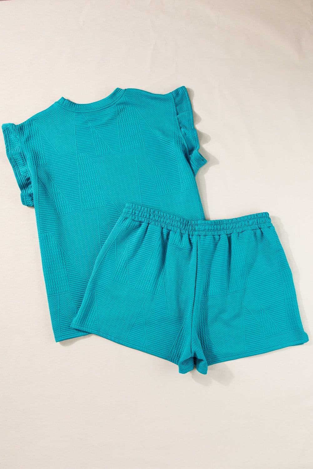 image-Skobeloff Textured Ruffle Split Top & Shorts Set