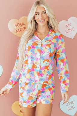 image-Pink Valentines Candy Heart Pajama Set 2pc