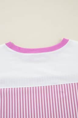 image-Phalaenopsis Striped Patchwork 3/4 Sleeve Top
