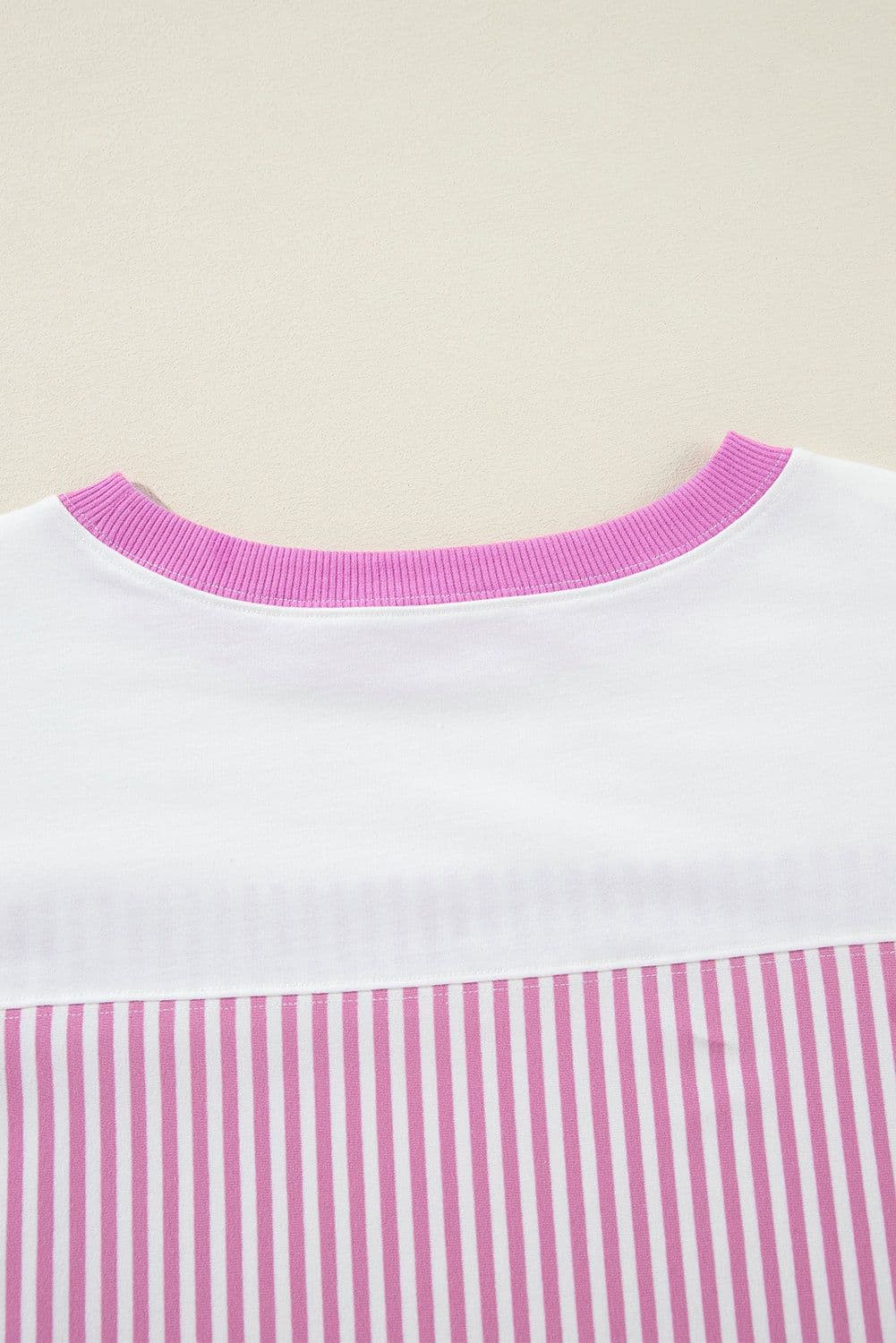image-Phalaenopsis Striped Patchwork 3/4 Sleeve Top