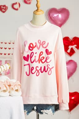 image-Light Pink Love Like Jesus Mock Neck Sweatshirt