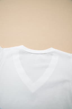 image-White Eyelet Embroidered Flutter Sleeve V-Neck Tee - 95% Cotton