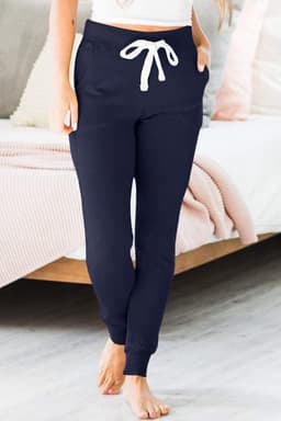 image-Black Drawstring Waist Pocketed Joggers