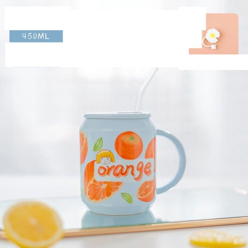 image-Household Water Cup Ins Style Creative Ceramic Cup With Lid Flower Tea Cup