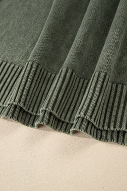 image-Four Leaf Clover Mineral Wash V Neck Knit Exposed Seam Drop Shoulder Loose Sweater
