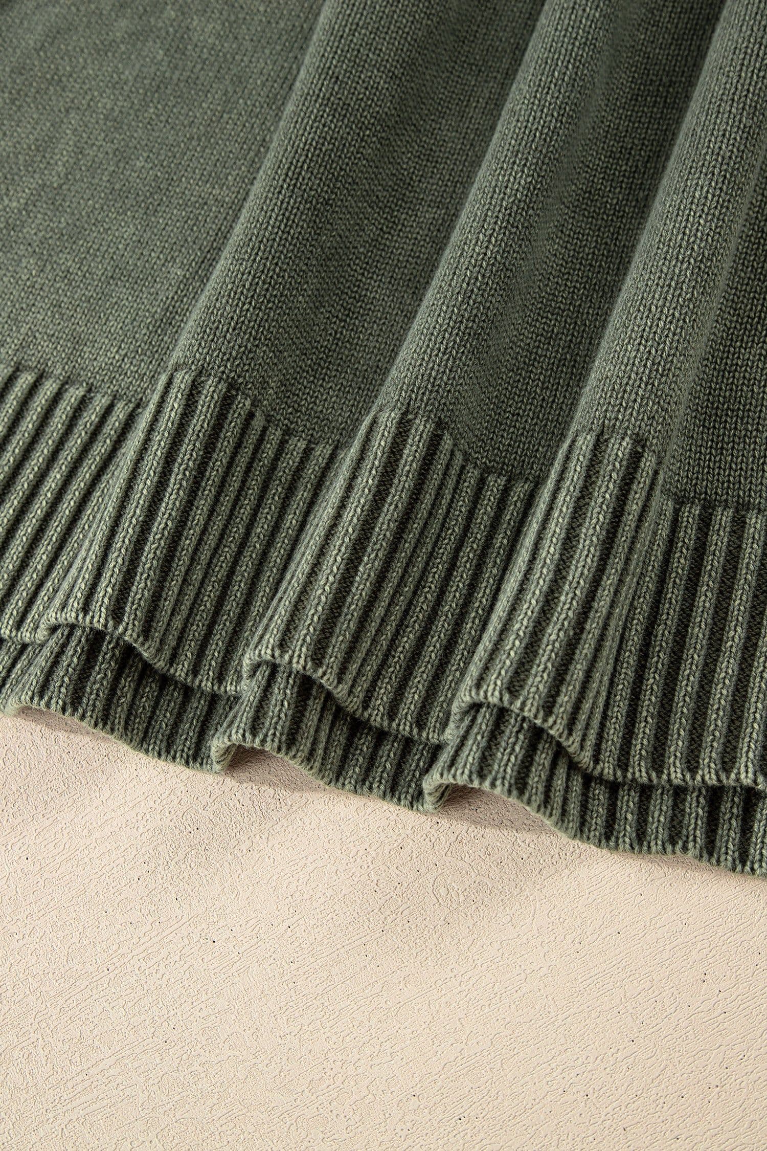 image-Four Leaf Clover Mineral Wash V Neck Knit Exposed Seam Drop Shoulder Loose Sweater