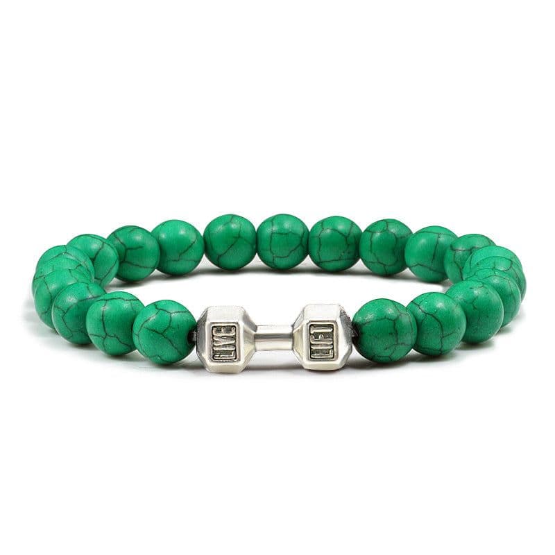 image-Turquoise Energy Gun Black Electroplated Alloy Barbell Bracelet