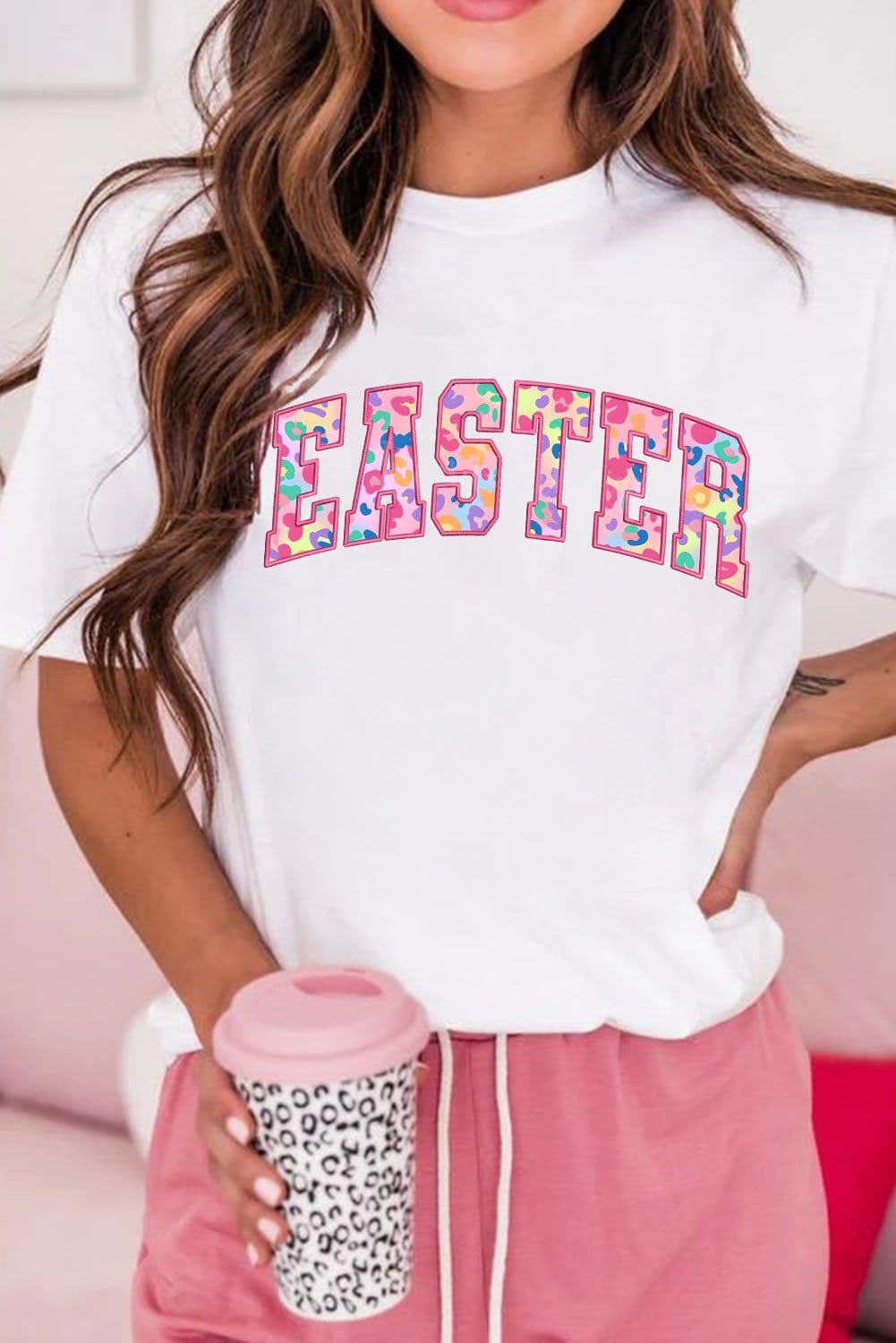 image-White Leopard Easter Letter Graphic Tee