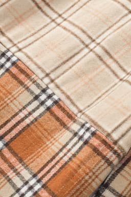 image-Plaid Color Block Patchwork Shirt Jacket - Orange, Sizes S-2XL
