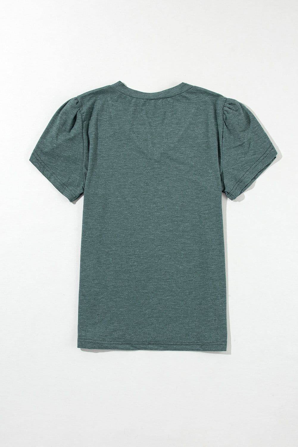 image-Mist Green Fashion T Shirt - Petal Sleeve V Neck