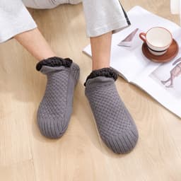 image-Winter Woolen Socks Women Thicken Warm Home Bedroom Socks Slippers Men Non-slip Foot Warmer Snow Socks Calcetines Mujer