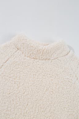 image-Fleece High Neck Drop Shoulder Pullover Sweatshirt - White