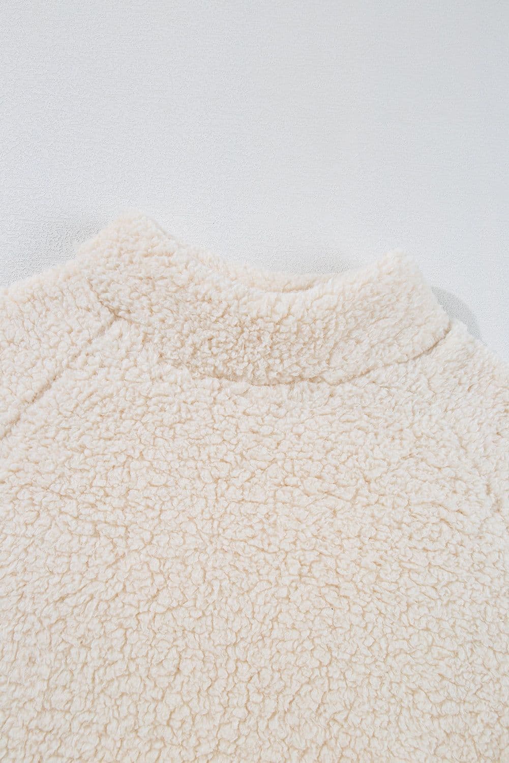 image-Fleece High Neck Drop Shoulder Pullover Sweatshirt - White