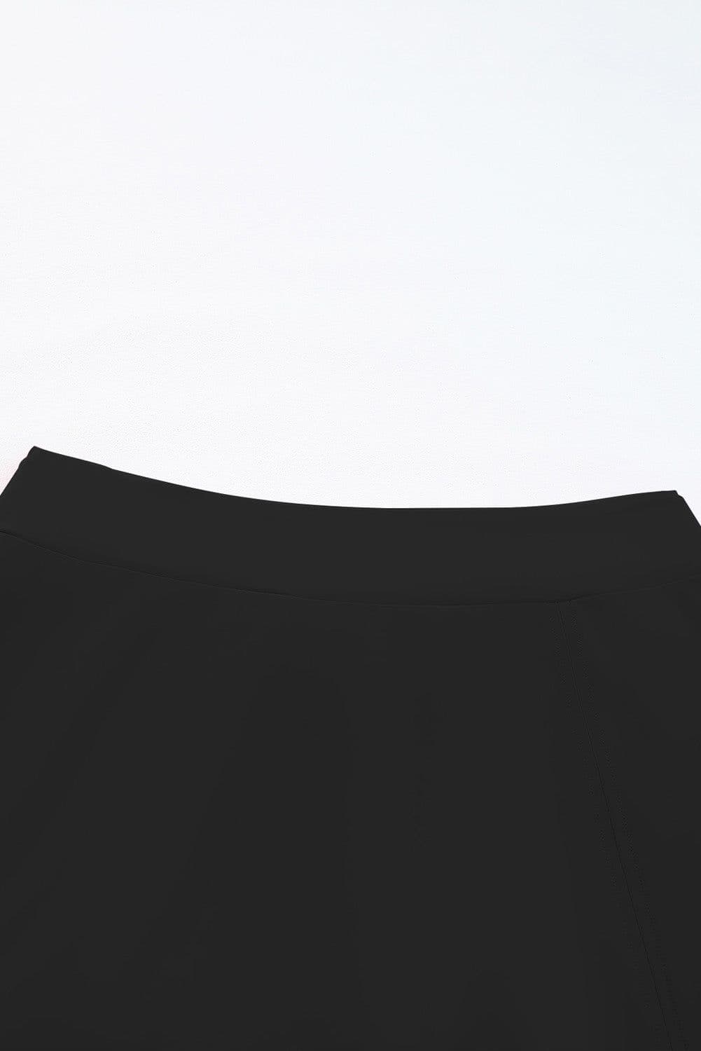 image-Black Solid Square Neck Sleeveless Tankini Swimsuit
